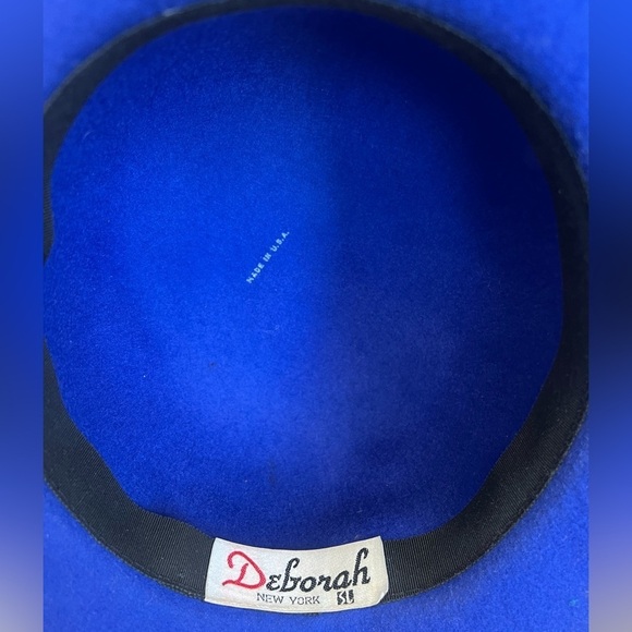Vintage Deborah New York Royal Blue Wool Hat Black Bow Trim main image 6
